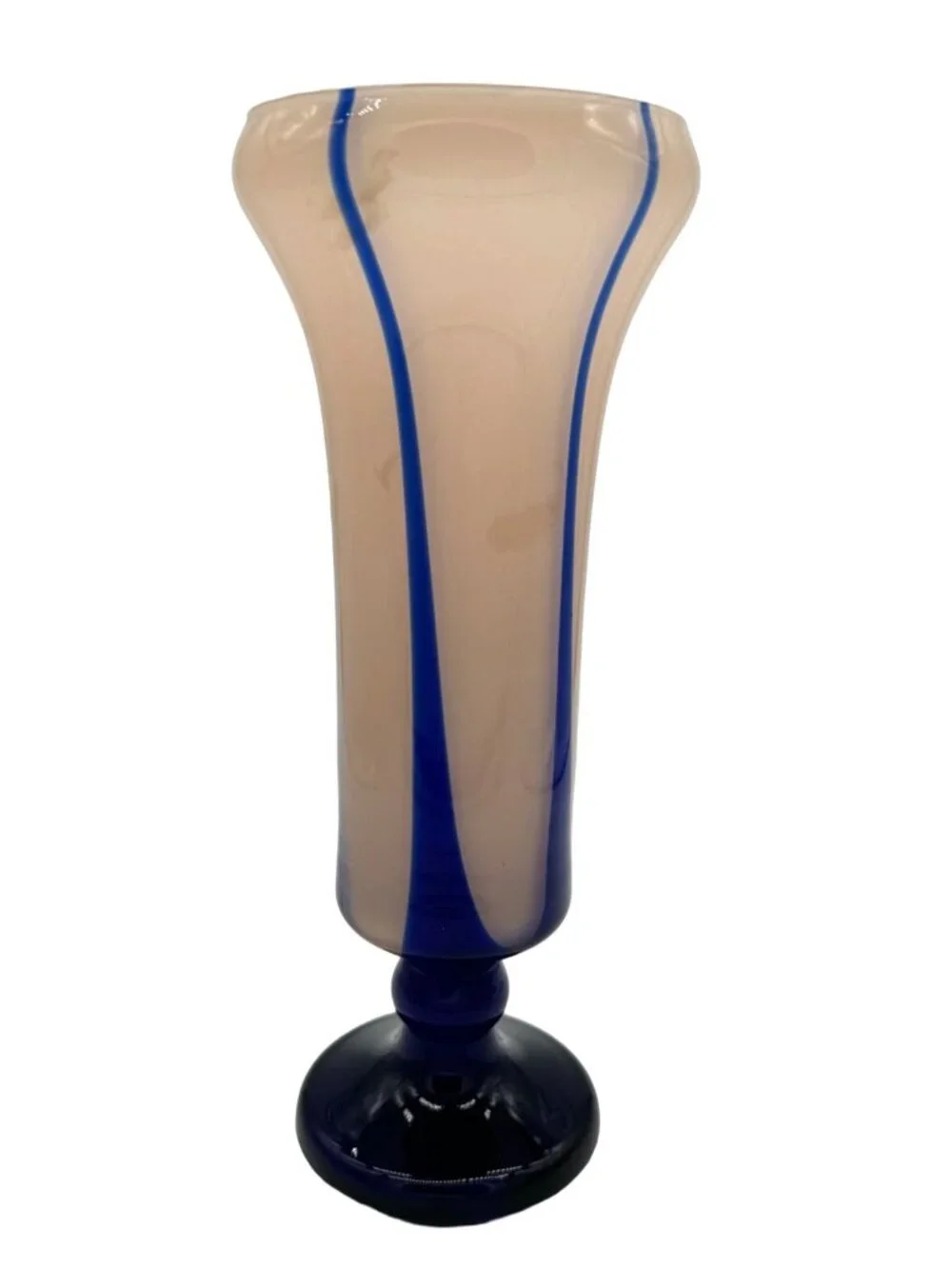 Vtg Kralik Bambas Blue Pink Art Deco Glass Vase Czech 11